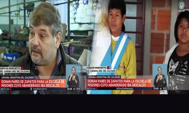 Por la imagen del alumno abanderado que asiste a clases descalzo, la Cámara Argentina del Calzado donó 300 pares a su escuela.