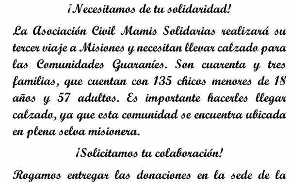 Necesitamos su solidaridad