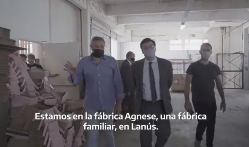 Visita del Ministro de Trabajo de la Nación, Claudio Moroni, a la fábrica Agnese.